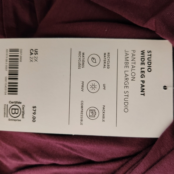 Athleta Studio Wideleg pants in Eggplant size 2X NWT - Picture 3 of 3